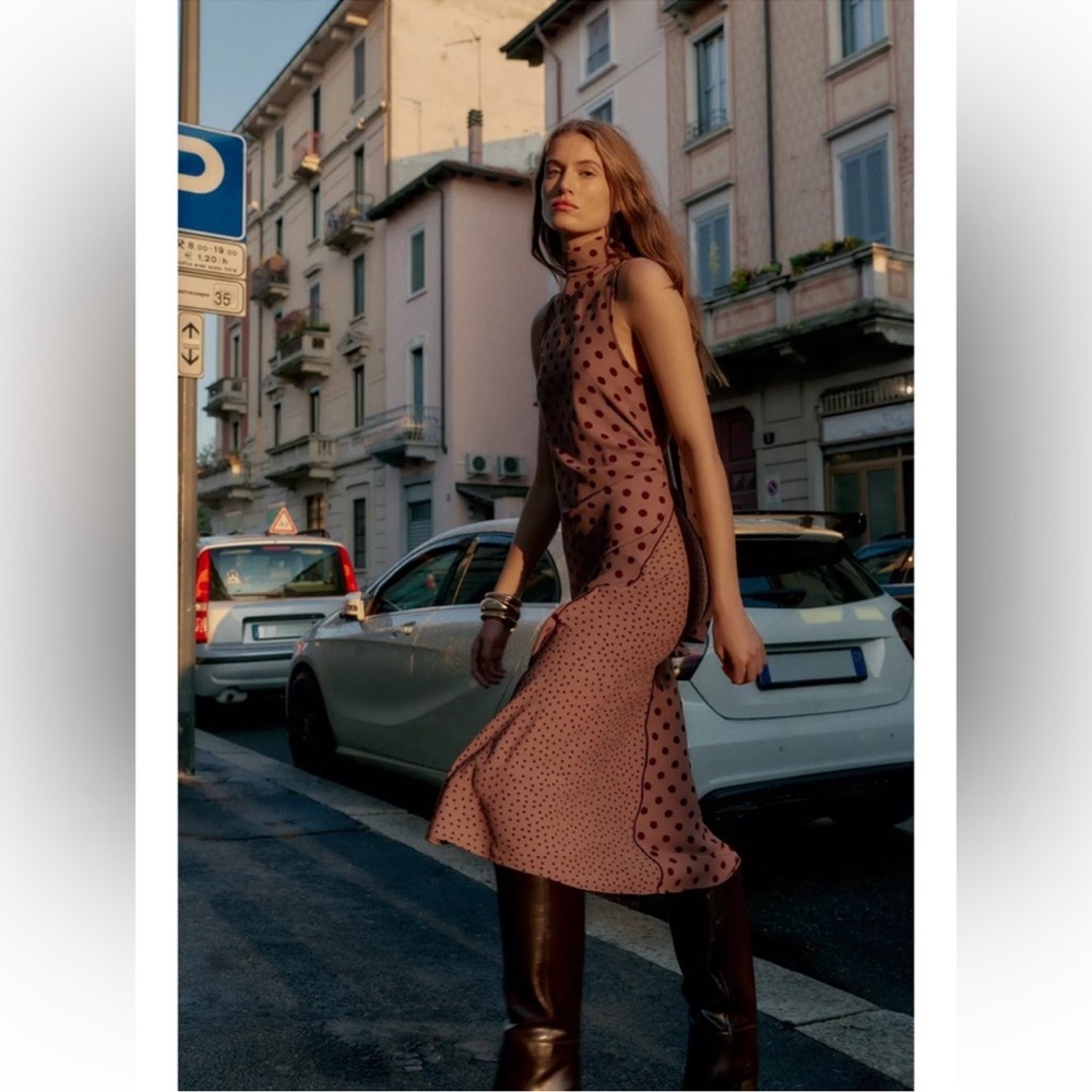 ZARA POLKA DOT MIDI DRESS